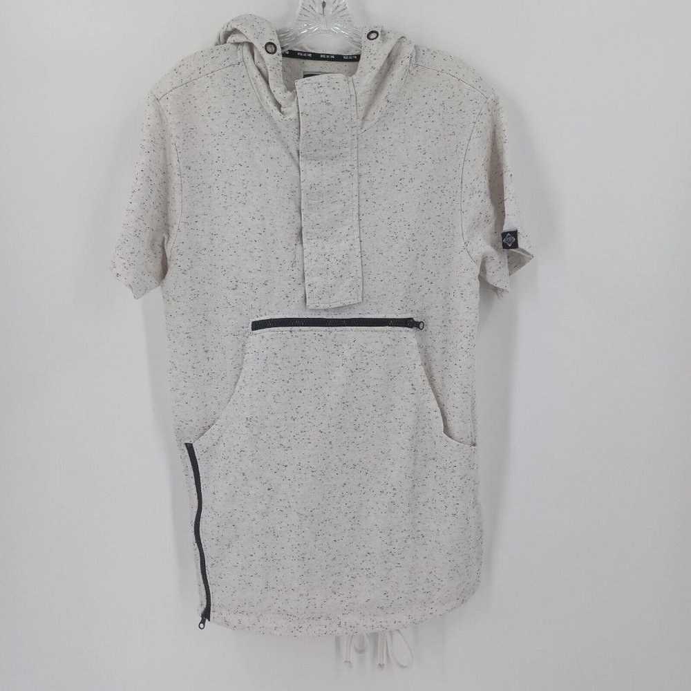 RISE AS 1NE Sz L Speckled Sweatshirt 1/4 Zip Up Hoodie Zip Pouch Double Pockets - Picture 3 of 16